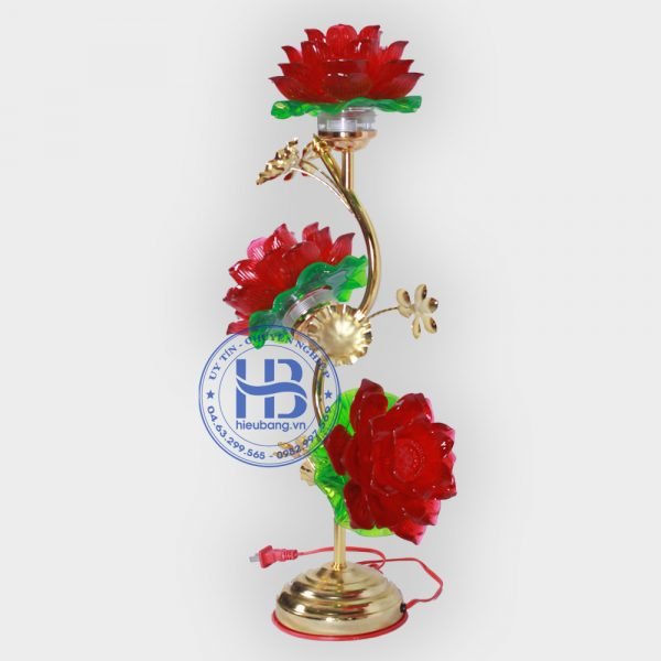 Đèn Thờ Led Hoa Sen 3 bông đỏ 55cm Đẹp Giá Rẻ ở Hà Nội | Cửa hàng Hiếu Bằng