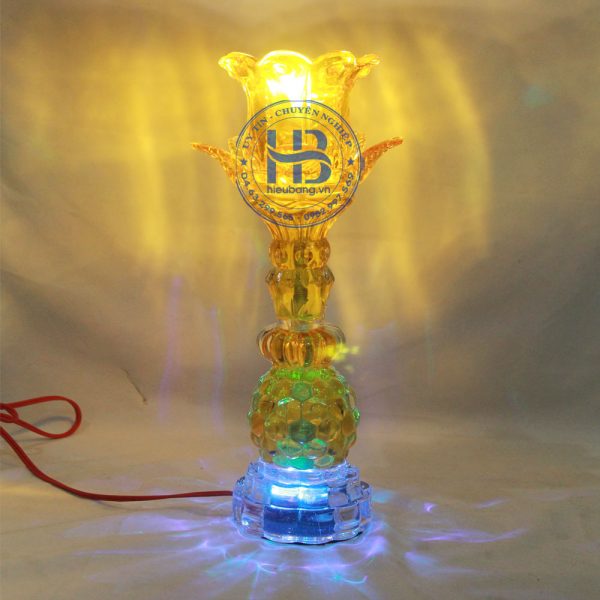 Đèn Thờ Led 1 Bông Thủy Tinh Vàng 30cm Đẹp Giá Rẻ ở Hà Nội | Cửa hàng Hiếu Bầng