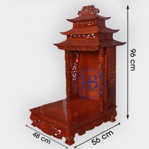 Bàn thờ thần tài mái chùa gỗ xoan đào 48cm đẹp giá rẻ ở Hà Nội | Bàn thần tài