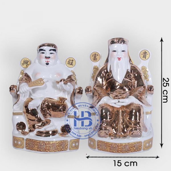 Cặp thần tài ông địa vàng Kim 25cm đẹp giá rẻ ở Hà Nội Thần tài ông địa