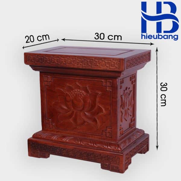 Đế chữ nhật gỗ Hương Mặt 20x30cm, Cao 30cm Đục Sen Đẹp Giá tốt tại Hà Nội - Hiếu Bằng