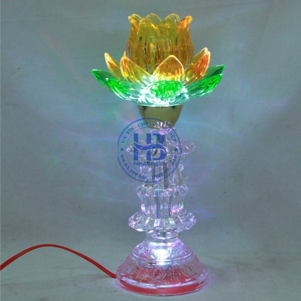 Đèn thờ thủy tinh 2 lá vàng đẹp giá rẻ ở Hà Nội