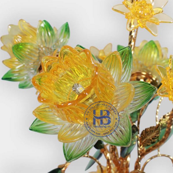 Bình hoa sen 5 bông 2 lá 75cm màu Vàng