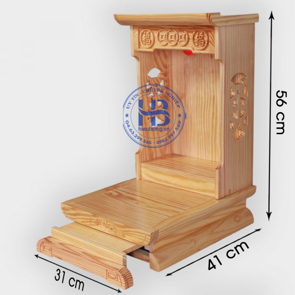 Bàn thờ thần tài hiện đại gỗ Thông Mỹ 31cm