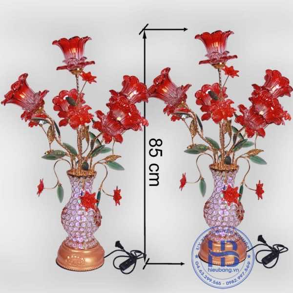 Bình hoa thủy tinh 5 bông đỏ 85cm đẹp giá rẻ ở Hà Nội
