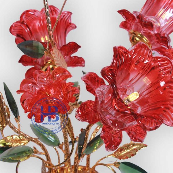 Bình hoa thủy tinh 5 bông đỏ 85cm đẹp giá rẻ ở Hà Nội