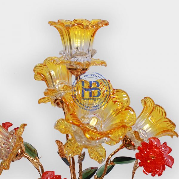 Bình hoa thủy tinh 5 bông vàng 85cm đẹp giá rẻ ở Hà Nội