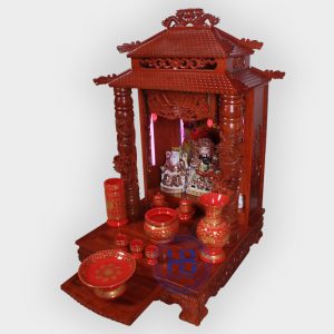 Bộ bàn thờ thần tài gỗ Hương 56cm gấm Đỏ cao cấp đẹp giá rẻ tại Hà Nội