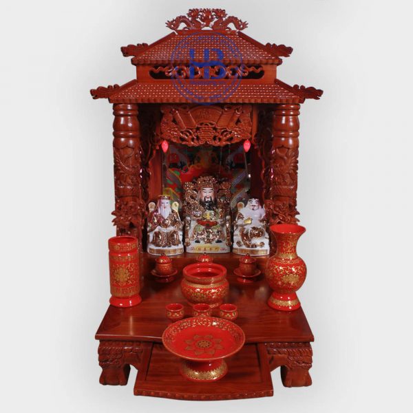 Bộ bàn thờ thần tài gỗ Hương 56cm gấm Đỏ cao cấp đẹp giá rẻ tại Hà Nội
