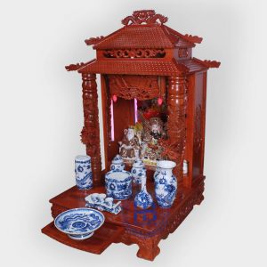Bộ bàn thờ thần tài gỗ Hương 56cm men Xanh Nổi cấp đẹp giá rẻ ở Hà Nội