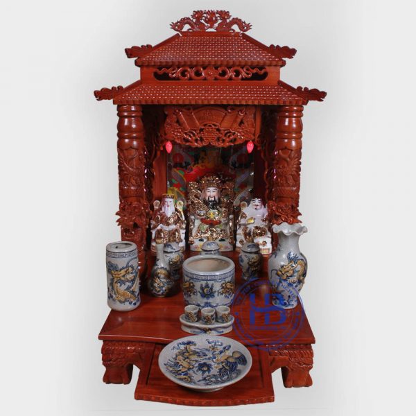 Bộ bàn thờ thần tài gỗ Hương 56cm men rạn cao cấp đẹp giá rẻ ở Hà Nội