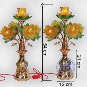 Đèn bình hoa sen 5 bông vàng 54cm cao cấp đẹp giá rẻ tại Hà Nội