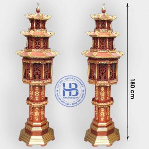 Đèn tháp 3 tầng gỗ Hương Cao Cấp Đẹp Tại Hà Nội