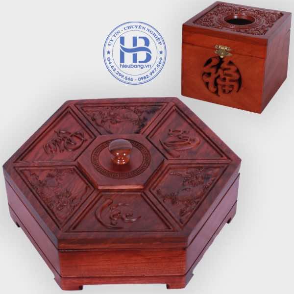 Khay đựng mứt tết và hộp giấy vuông đục gỗ Hương đẹp giá rẻ ở Hà Nội