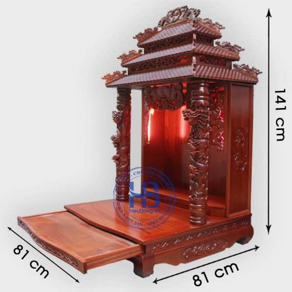 Bàn thờ thần tài gỗ lát Hương 81cm cao cấp tại Hà Nội