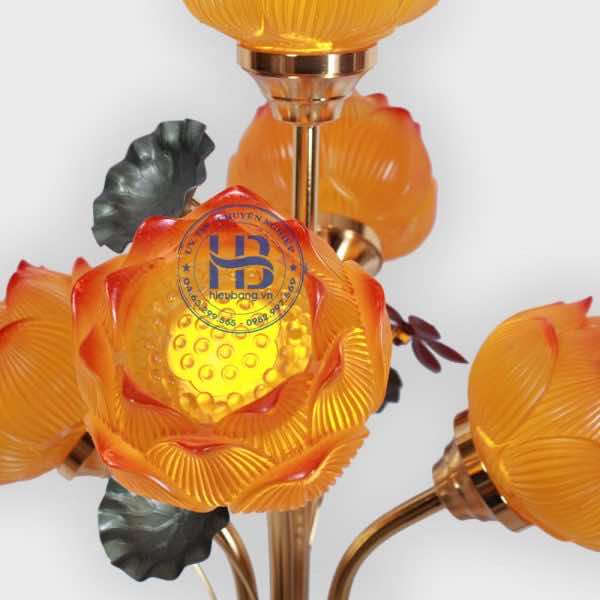 Đèn thờ lưu ly 5 bông hoa sen cao cấp đẹp giá rẻ tại Hà Nội