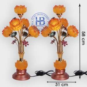 Đèn thờ lưu ly 5 bông hoa sen cao cấp đẹp giá rẻ tại Hà Nội