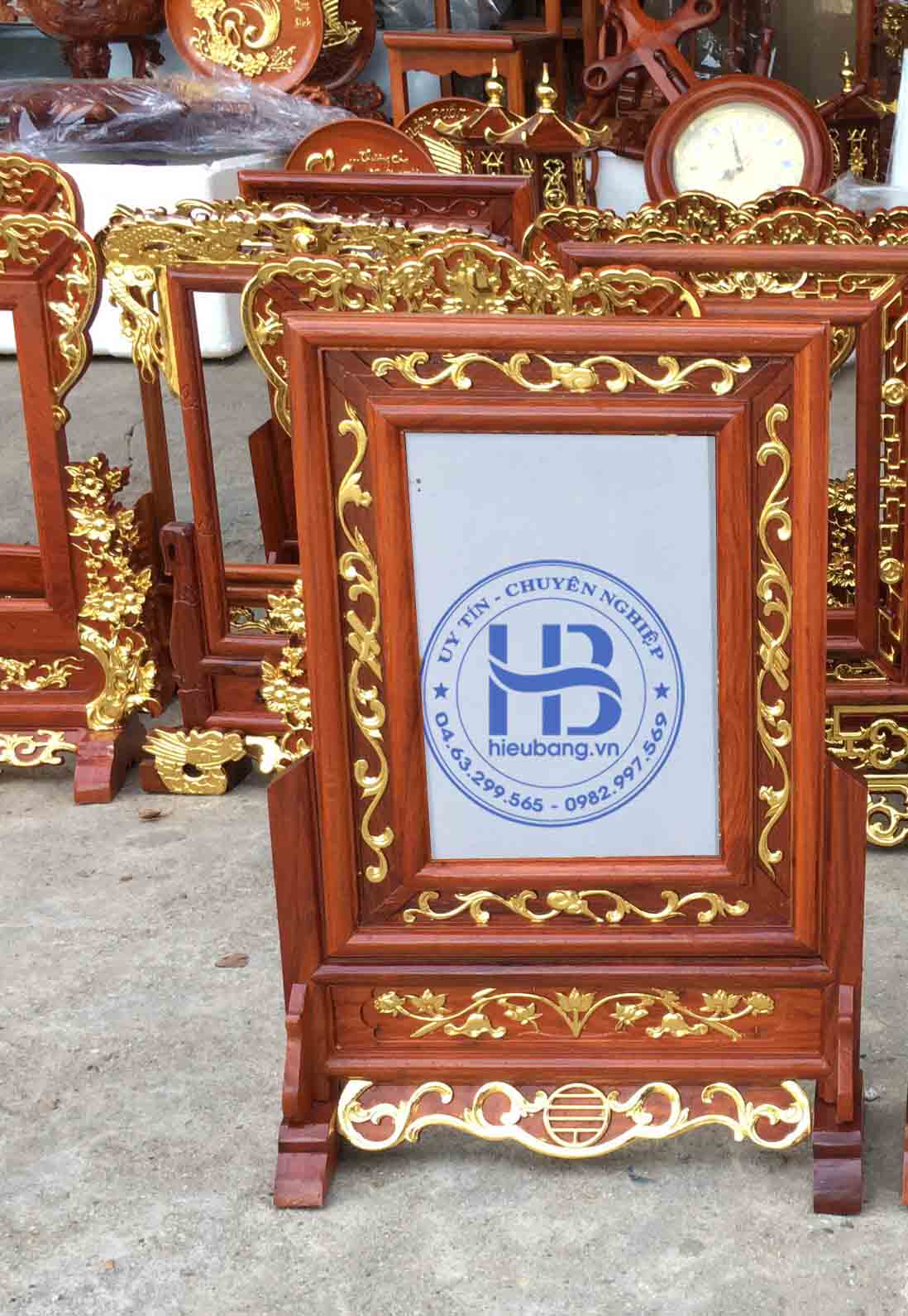 Khung Ảnh Thờ Dát Vàng Kép Nền Gỗ Hương 20X30Cm Tại Hà Nội | Hiếu Bằng.