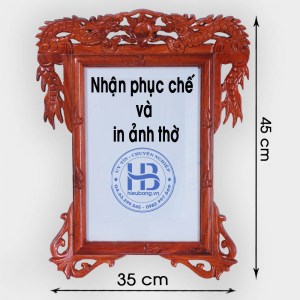 Khung ảnh thờ treo gỗ Hương đục Rồng 20x30cm đẹp ở Hà Nội