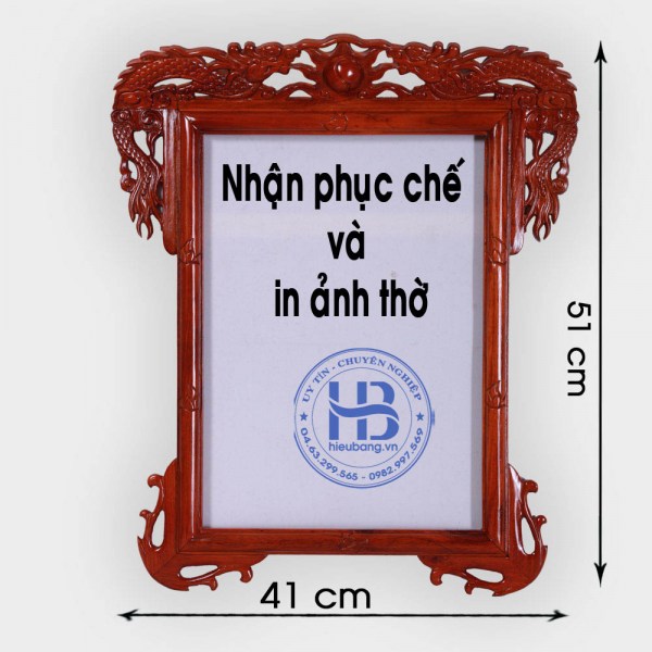Khung Ảnh Thờ Treo 25x35cm gỗ Hương đục Rồng Đẹp tại Hà Nội