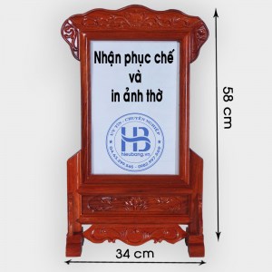Khung ảnh thờ gỗ Hương đục nền 25x35cm đẹp giá rẻ ở Hà Nội