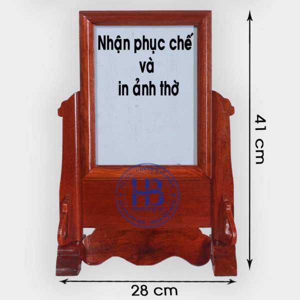 Khung ảnh thờ gỗ Hương đục nền chân 18x24cm ở Hà Nội