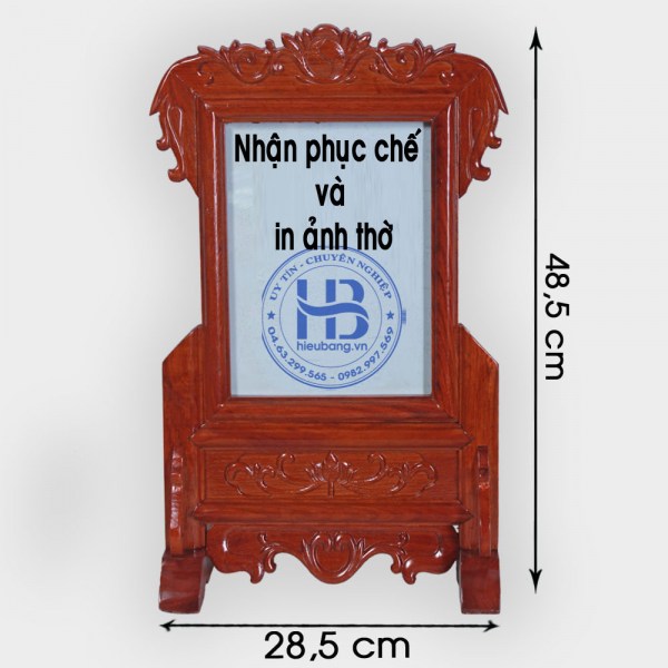 Khung ảnh thờ gỗ Hương đục nền 18x24cm đẹp giá rẻ ở Hà Nội