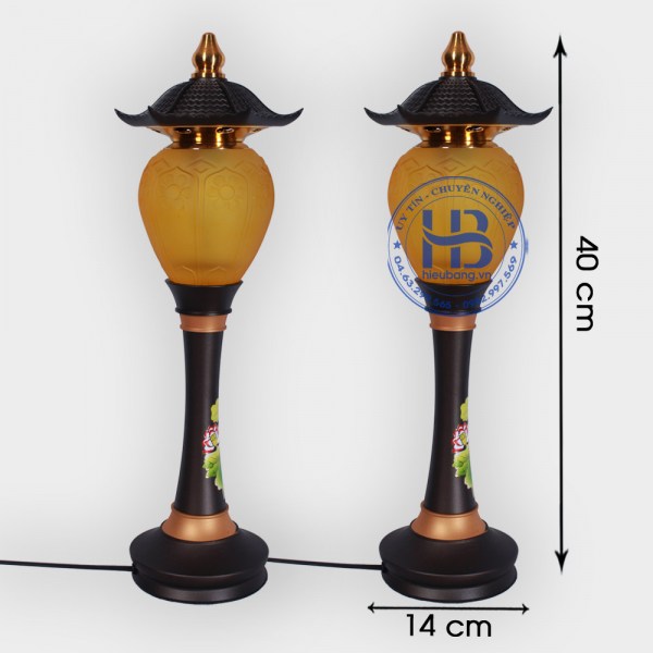 Đèn Bàn Thờ Phật 1 Bông Lưu Ly 40cm Chóp Nón Đẹp Tại Hà Nội