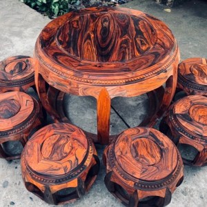 Bộ bàn ghế gỗ trắc đỏ hàng vân